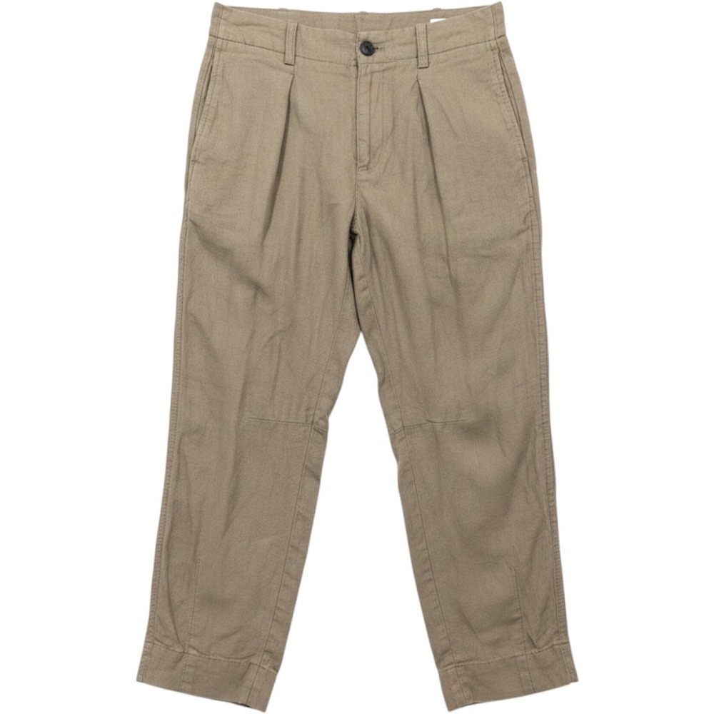 AYR The Tourist Linen Pleated Pants Womens 2 Tan Khaki Barrel Leg Coastal Casual